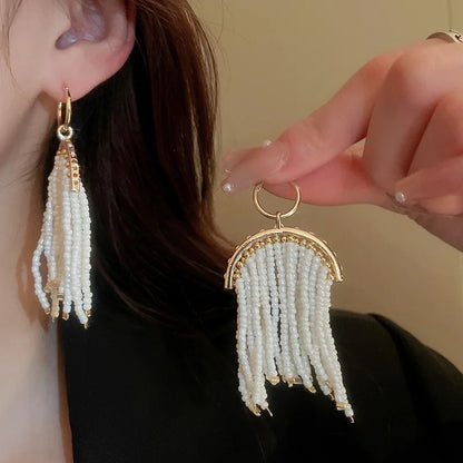 White Sequin Danglers