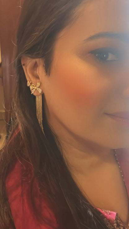 Bow F&B Dangler Earrings-Gold