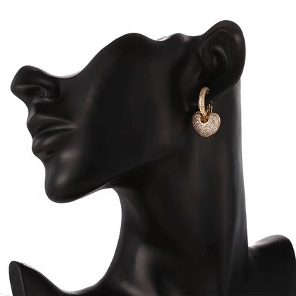 Studded Heart Bali Earrings-Gold & Silver