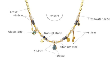 Stone Fresh Water Pearl Executive Necklace-Blue