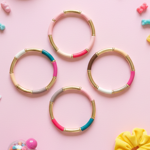 Golden Round Colorful Stretchy Bracelets-4 Colors