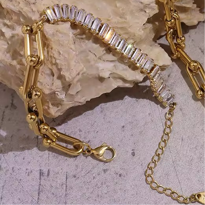 Link & Tennis Half n Half SS Bracelet