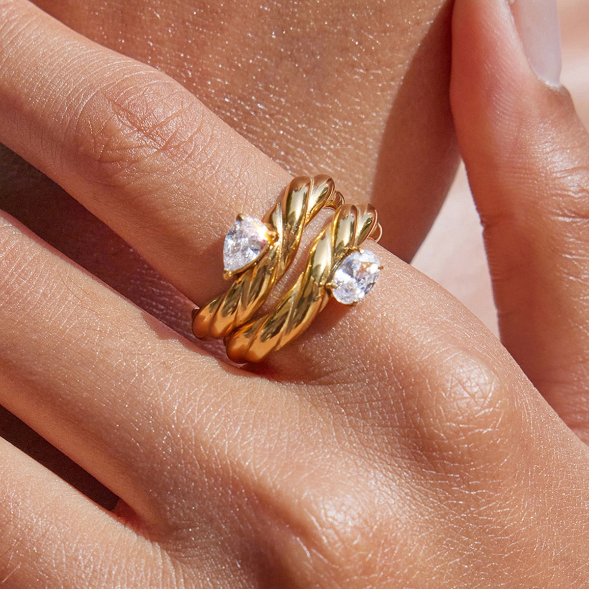 Classic Wave Stacked Diamond Bands-3 Variants