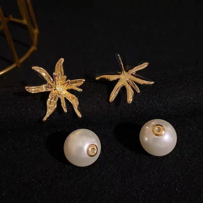 Wild Lily Pearl Sandwich  Earrings