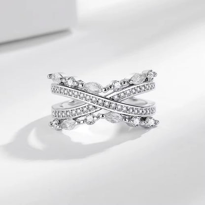 Cross Studded Ring-Silver