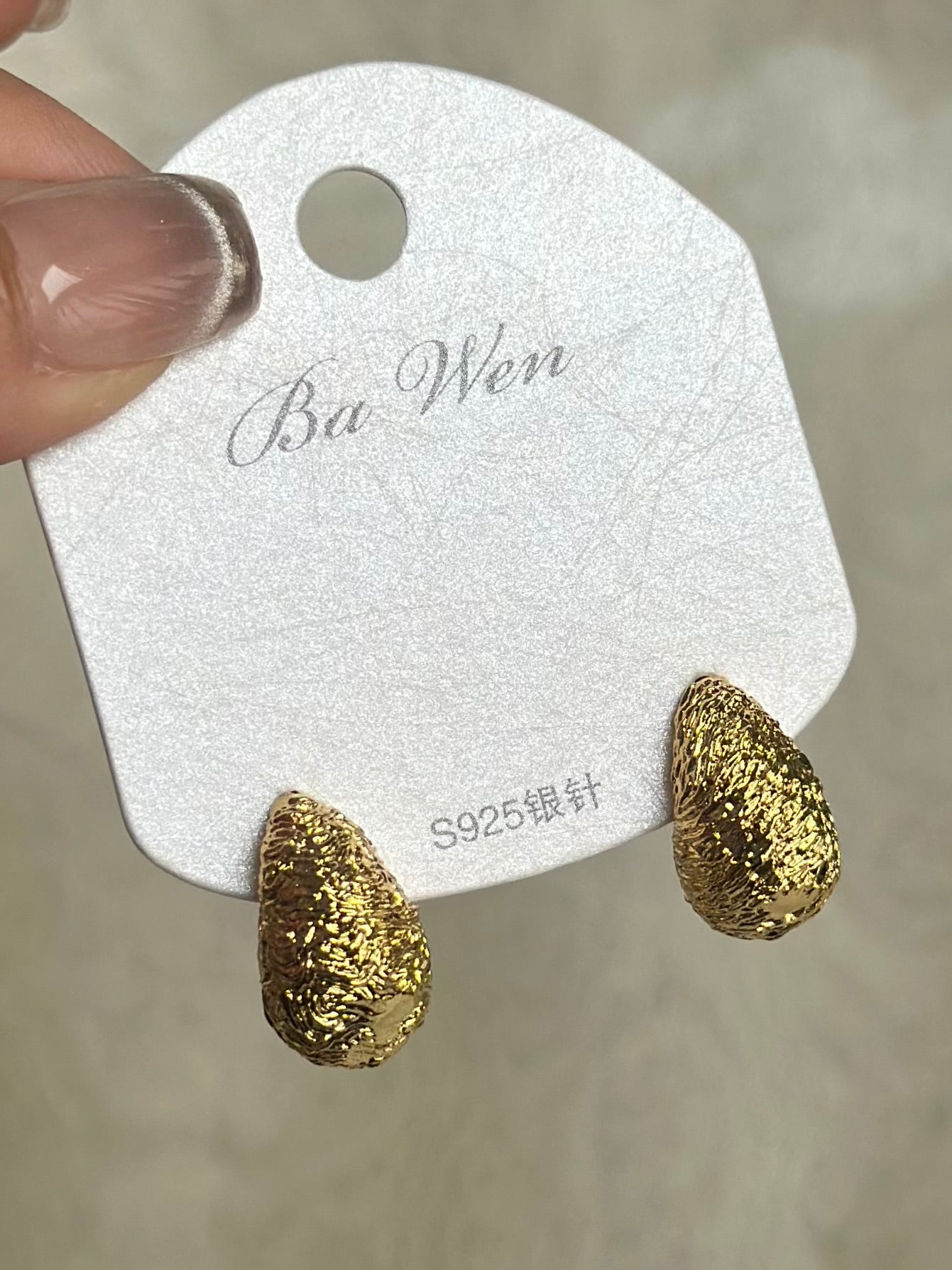 Mini Rustic Drop Earrings-Gold & Silver