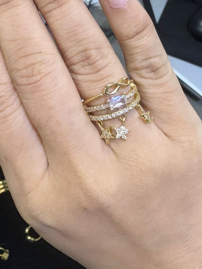 Dangling Stars Infinity Ring-Gold