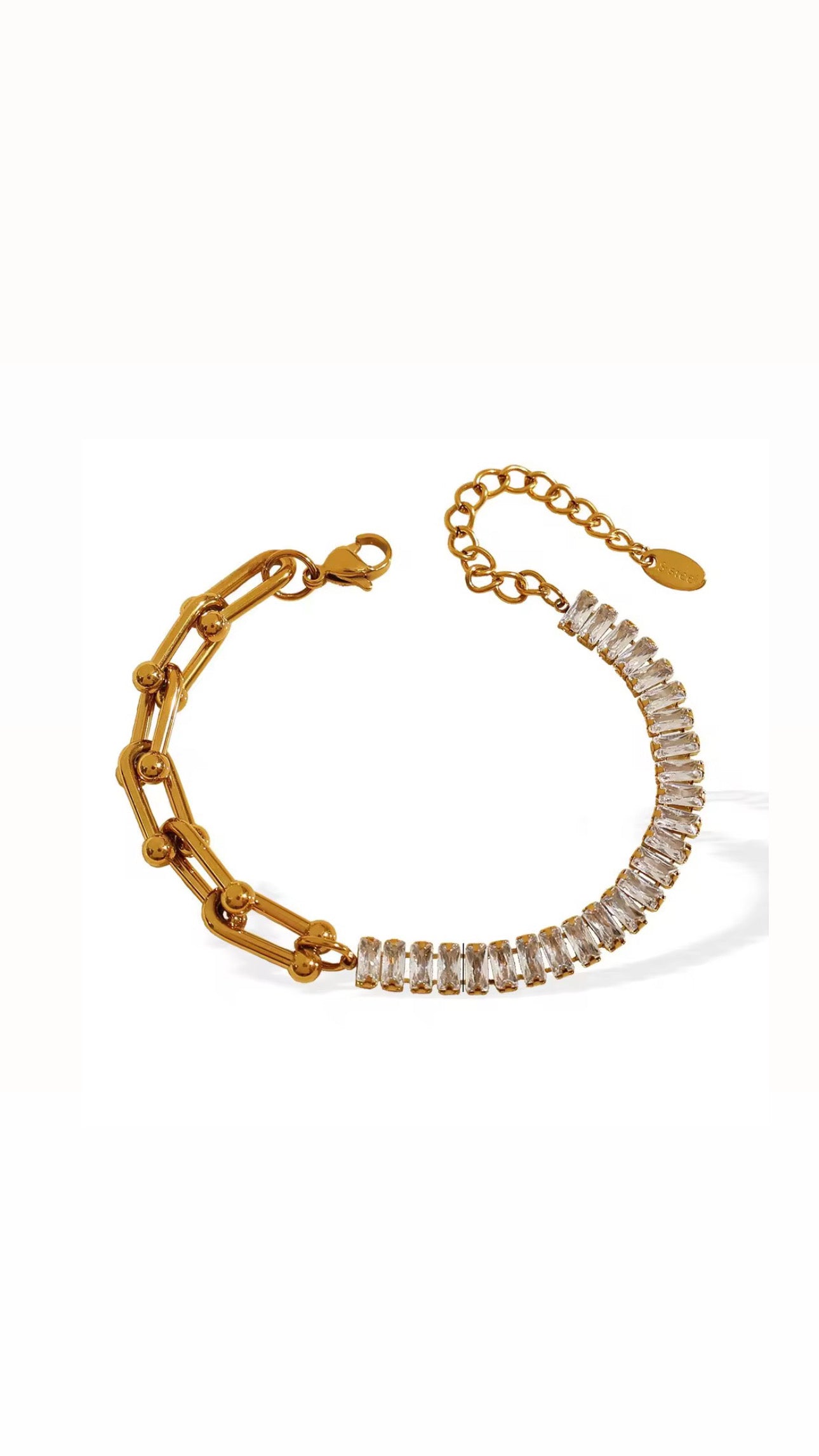 Link & Tennis Half n Half SS Bracelet