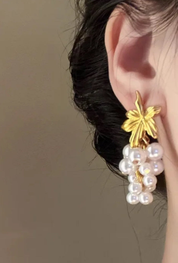 Pearl Grape Vine Earrings