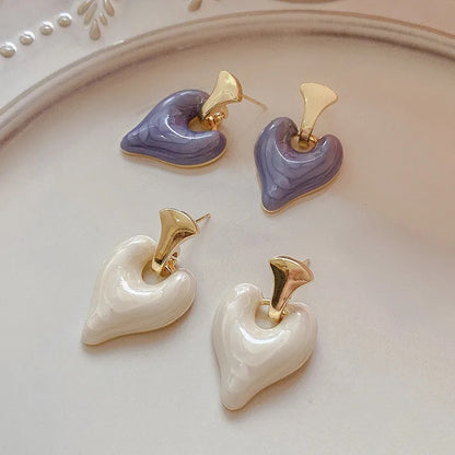 Enamel Heart Bali Earrings