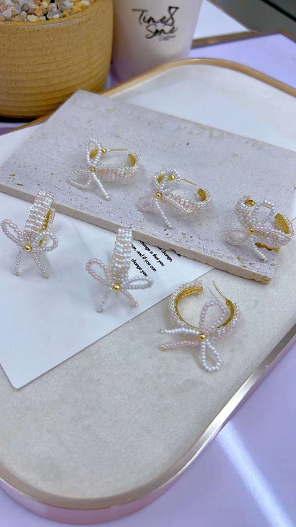 Pearl Bow Hoops