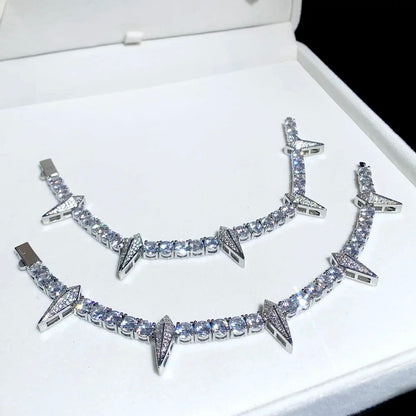 Iced Out Silver Unisex Bracelets-3 Types