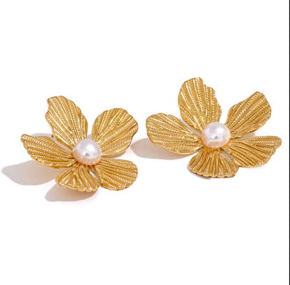 Sunflower Pearl Earrings