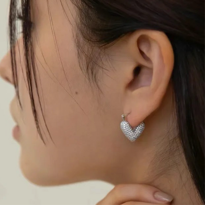 Studded Heart Bali Earrings