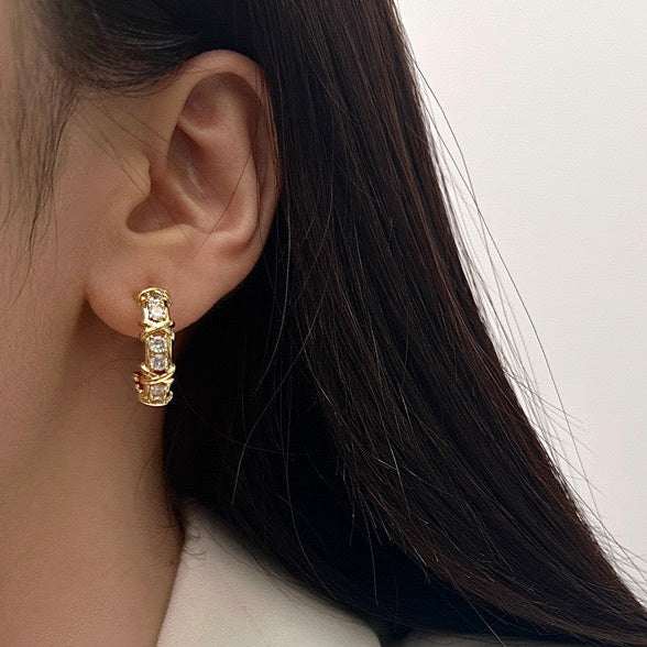 Signature X Hoop Earrings-Gold