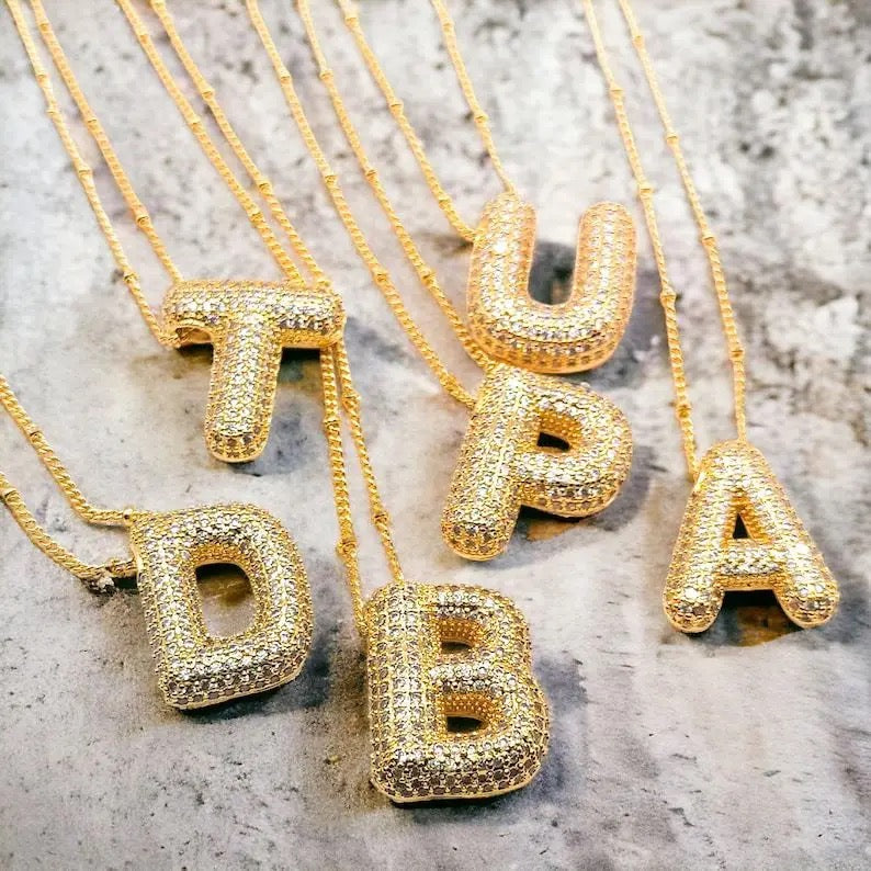 Studded Balloon Alphabets Necklace