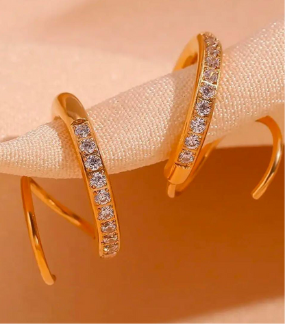 Dual Ring Earrings-Gold