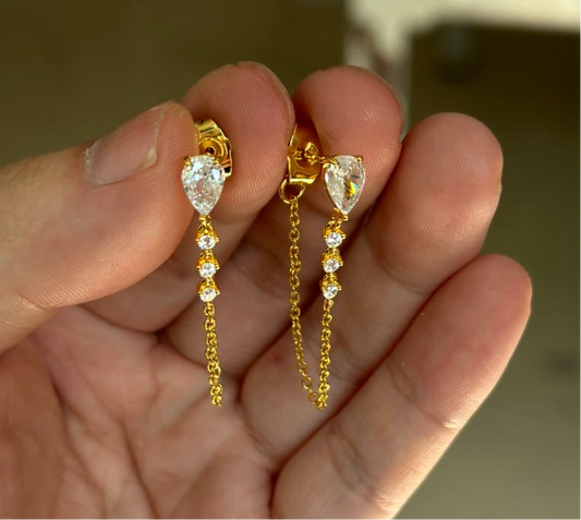Luna Drop Earrings-Gold