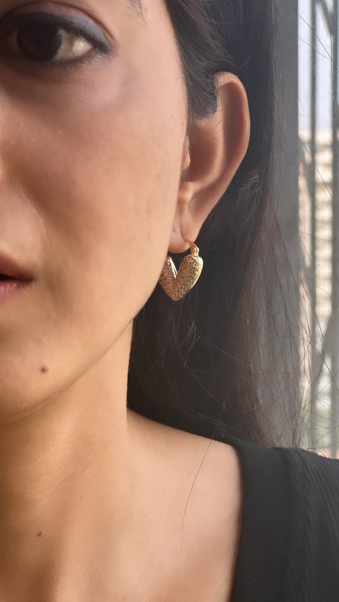Studded Heart Bali Earrings