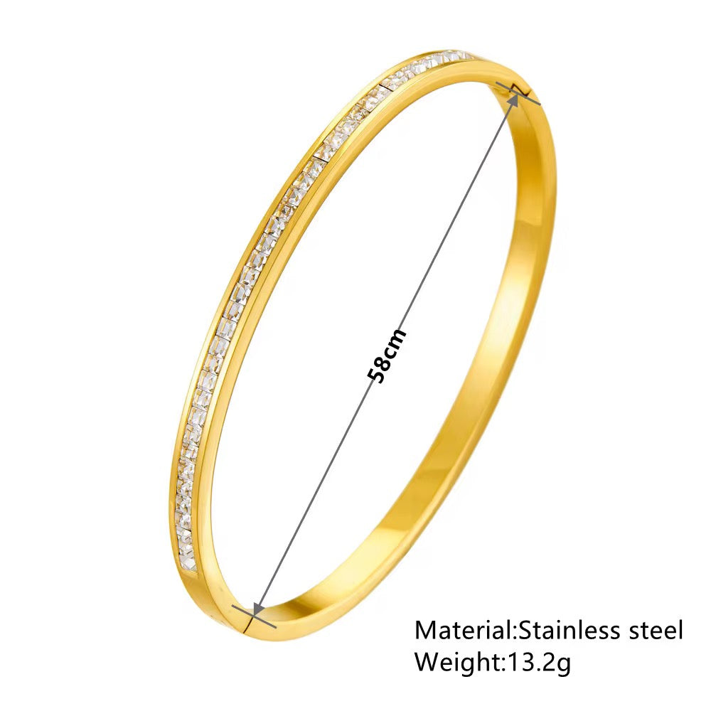 Flat Tennis Openable Kada SS Bracelet- Gold