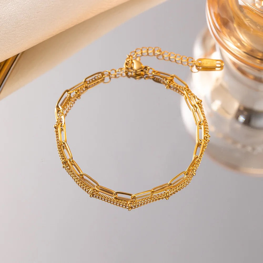 Double Layered SS Chain Bracelet