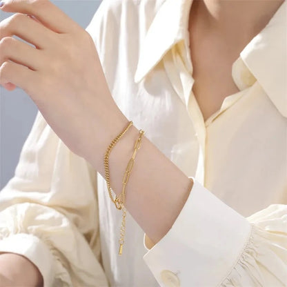 Double Layered SS Chain Bracelet