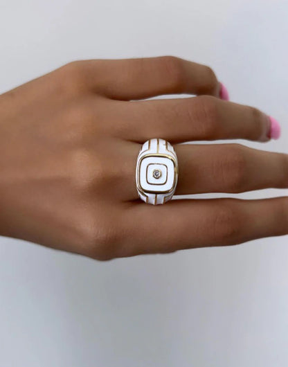 Enamel white Chunky Ring