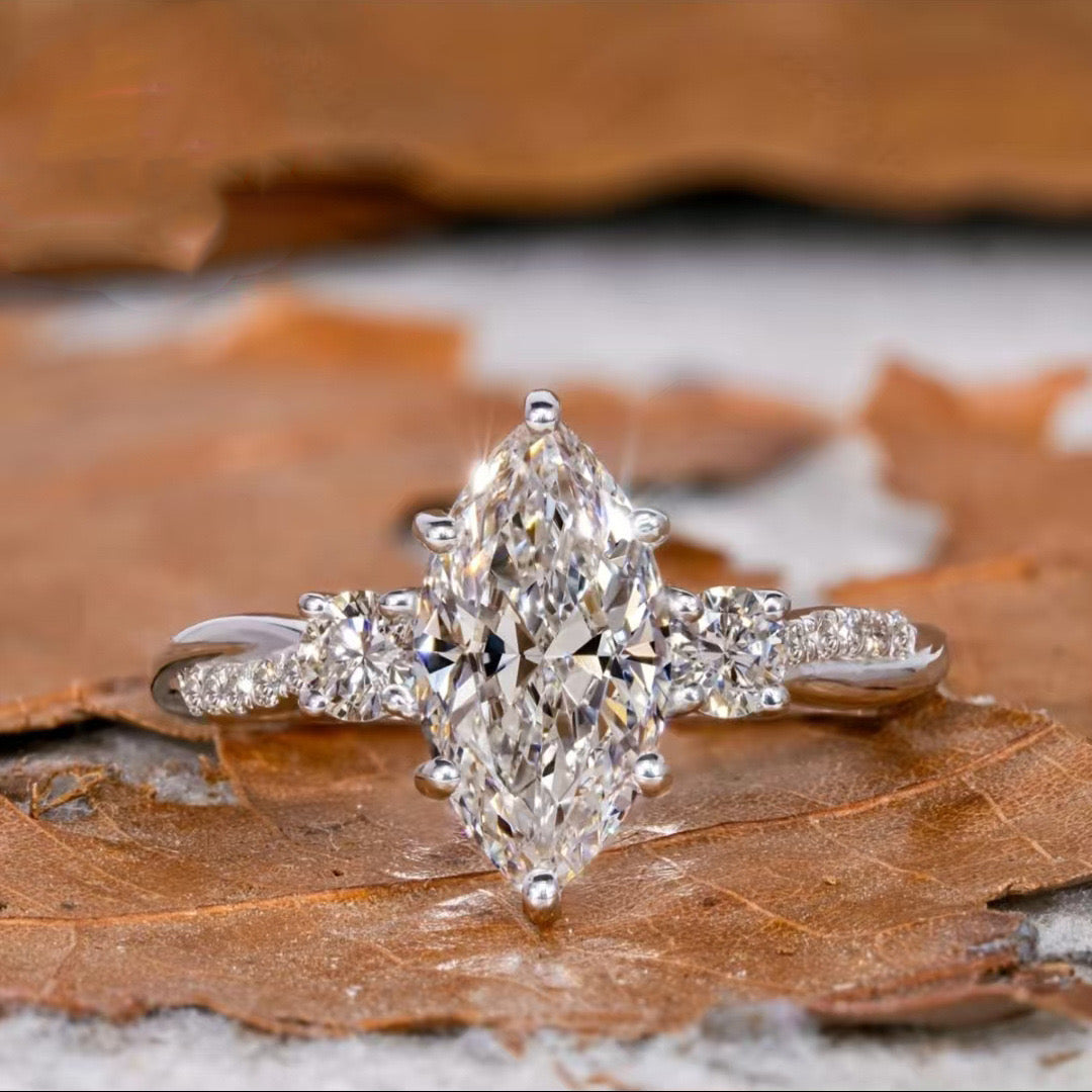 3 Solitaire Silver Ring