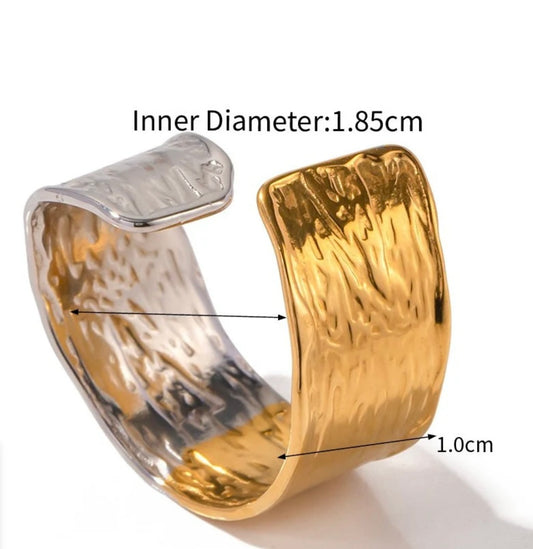 Cross Band Silver Gold Ring