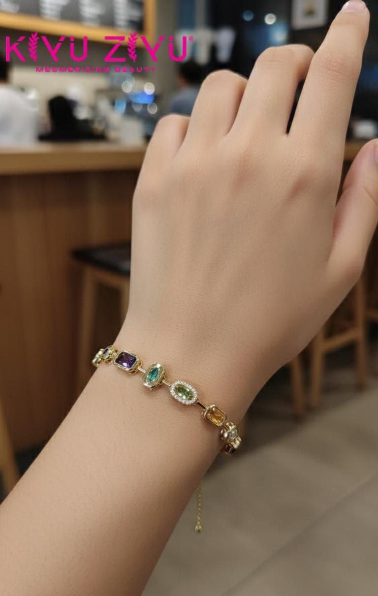 Vertical Gemstone Wrist & Finger Bracelet-2 Styles