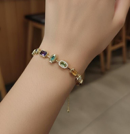 Vertical Gemstone Wrist & Finger Bracelet-2 Styles