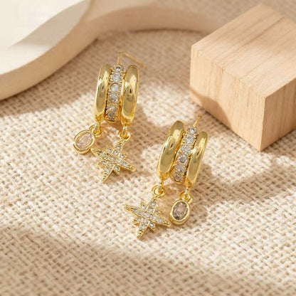 Celestial Star Drop Tiny Hoop Studs