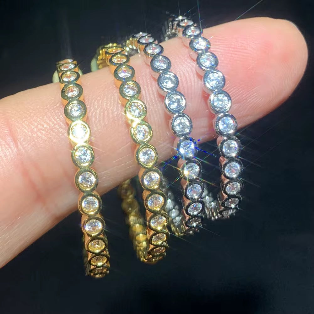 Eternity Studded Medium Gold Hoops