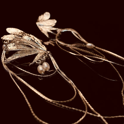 Pearl hanging Floral XL Earrings