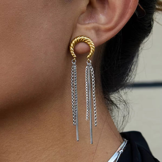 Silver Gold Horse Shoe Dangler Earrings