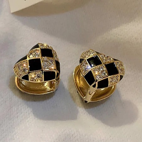 Reversible B&W Heart Stud Earrings