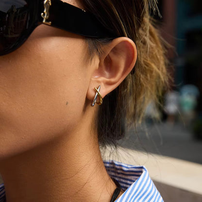 Two Toned Dainty X Studs