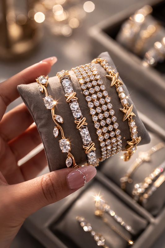 4 Line Tennis Gold Luxe Bracelet