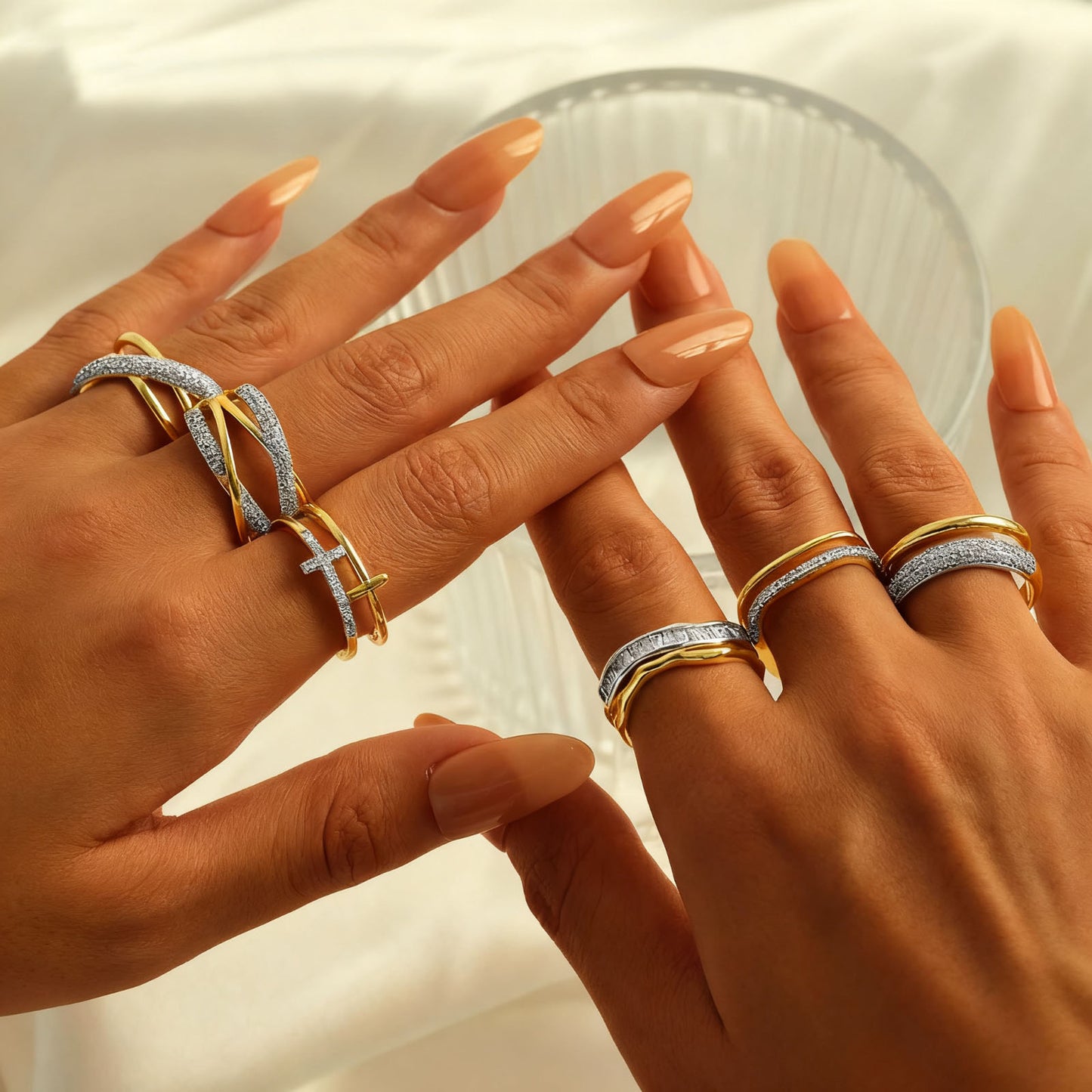 Layered Wave Ring-Gold