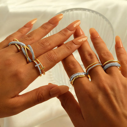 Layered Wave Ring-Gold