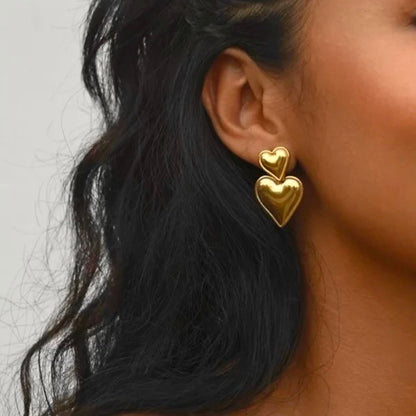 Double Heart SS Earings