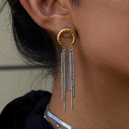 Silver Gold Horse Shoe Dangler Earrings