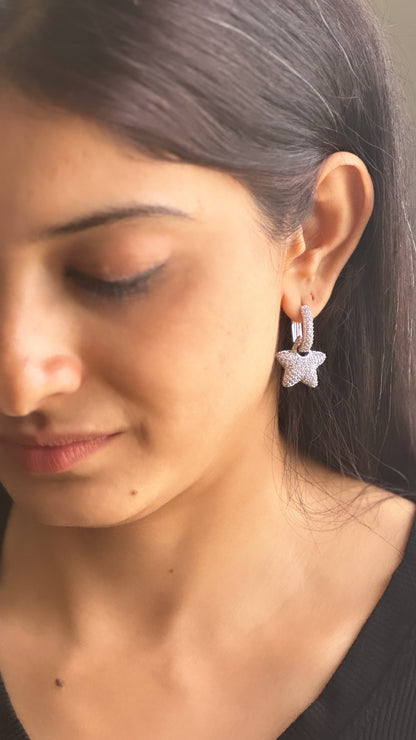 Bling Star 2in 1 Earrings-Gold