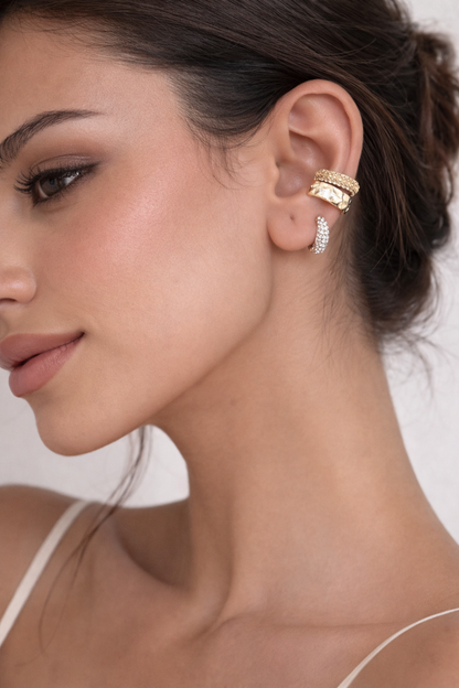 Hammered Layered Stacking Ear Cuffs-2 Colors
