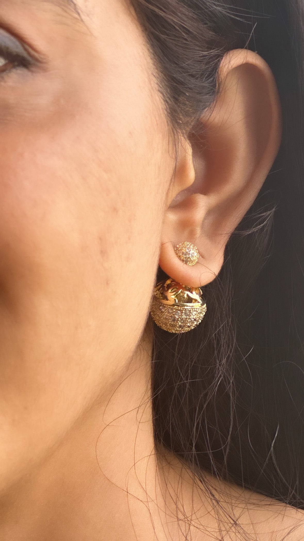 Studded Sandwich Earrings-Gold and Silver
