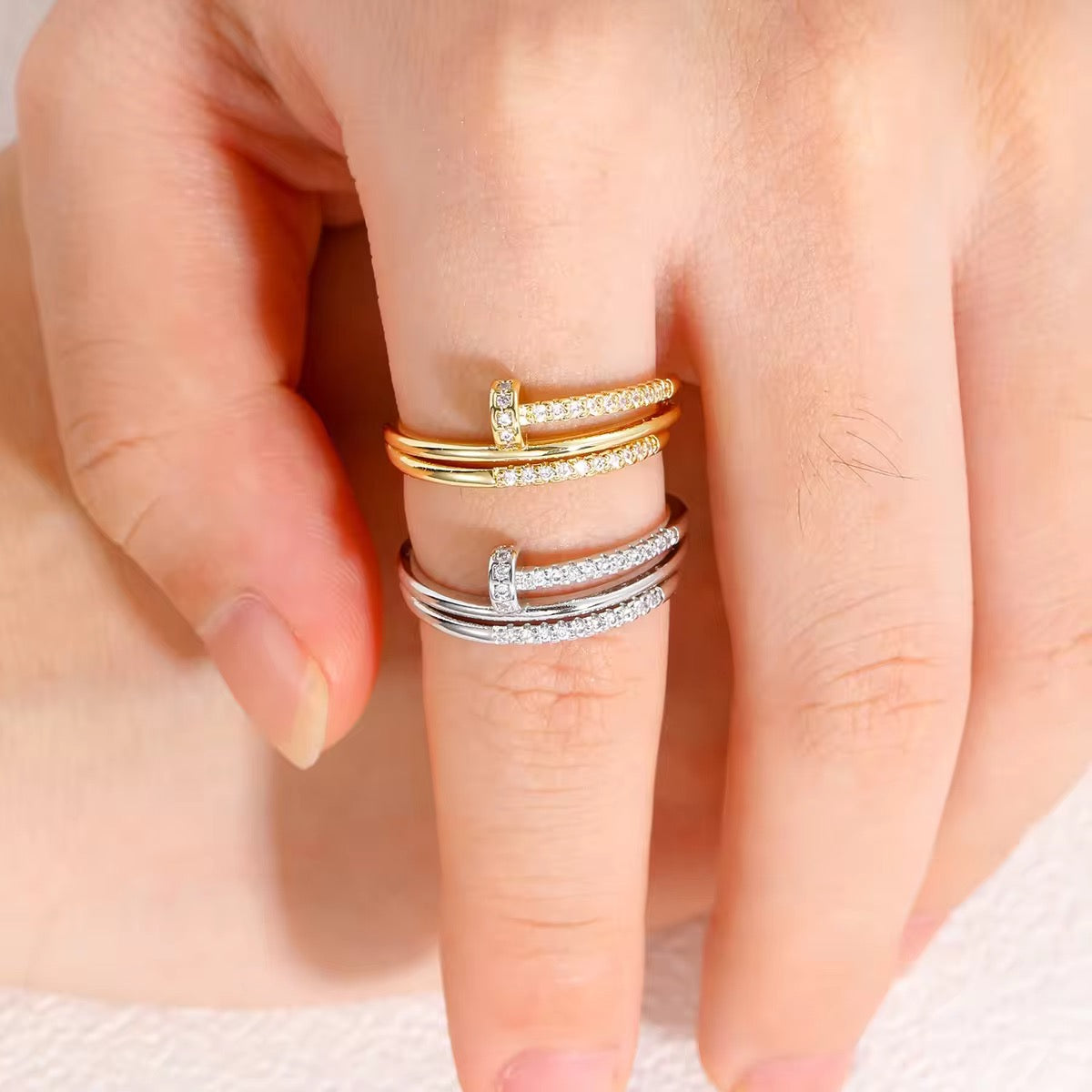 Layered Nail Ring-Gold