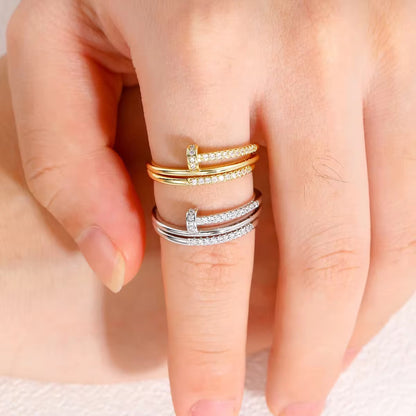 Layered Nail Ring-Gold