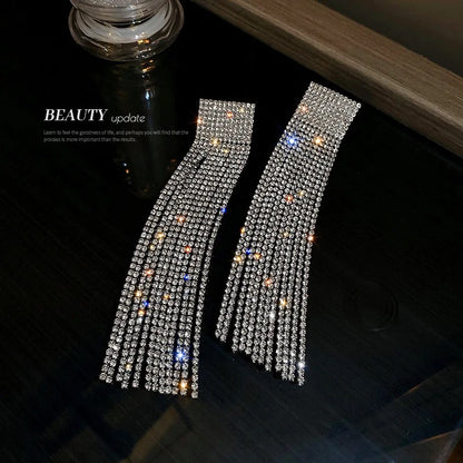 Studded Long Danglers-Silver & Gold