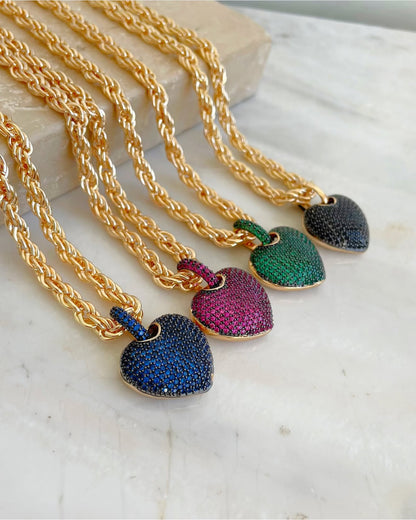 Luxury Heart Necklace with Twisted Chain