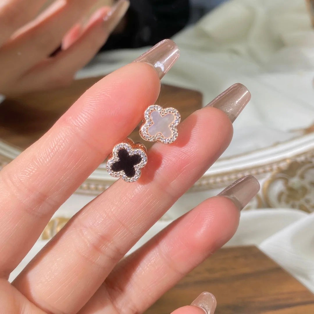Studded Clover Double Sided Earrings-Reversible